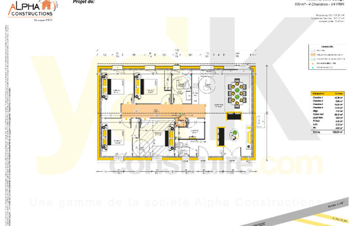 votre maison de 105m2 sur un terrain de 700m2 sur la commune de Le Teich au prix de 389790&euro; avec Alpha Constructions